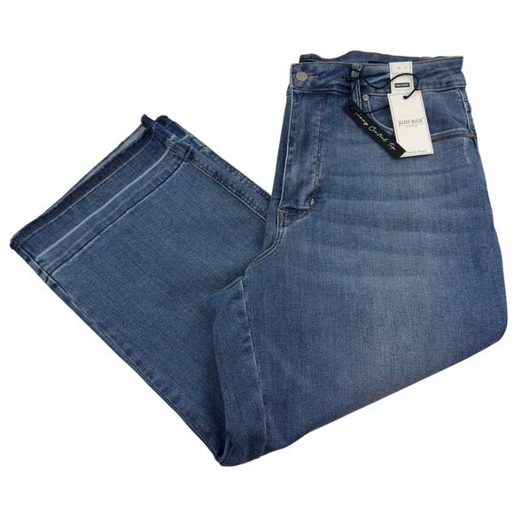 Judy Blue Tummy Control Wide Crop Stretch Comfort Jeans Women's Size 18W - Picture 1 of 13